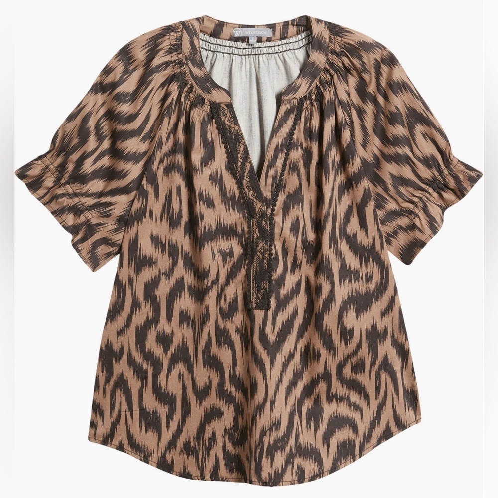 Wit & Wisdom Brown/Black Patterned Women's Top Size XS - Picture 5 of 15